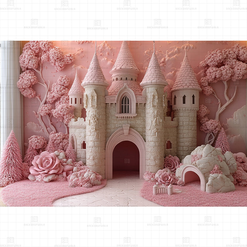 Rosy Forest Castle Printed Baby Backdrop