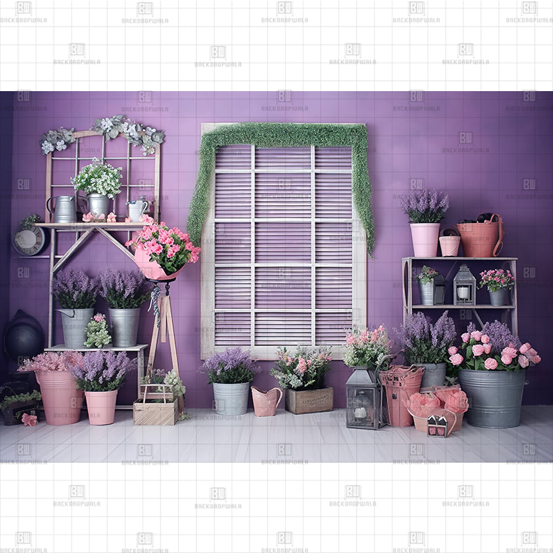 Shabby Chic Lavander Garden Printed Baby Backdrop
