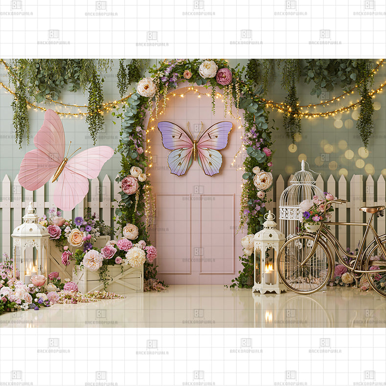 Butterfly Garden Printed Baby Backdrop