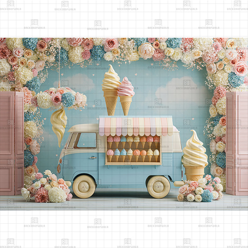 Donuts & Ice Cream Printed Baby Backdrop