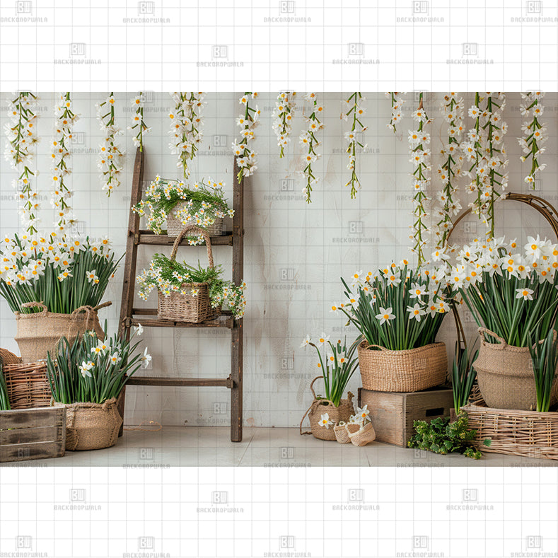 Hanging Flowers Printed Baby Backdrop