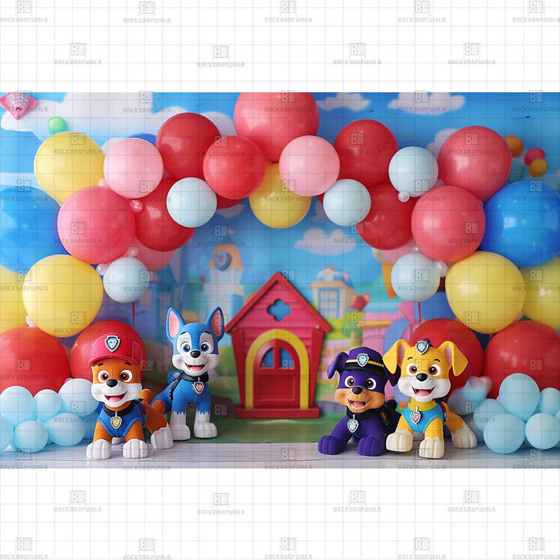 Paw Patrol Pups Printed Baby Backdrop