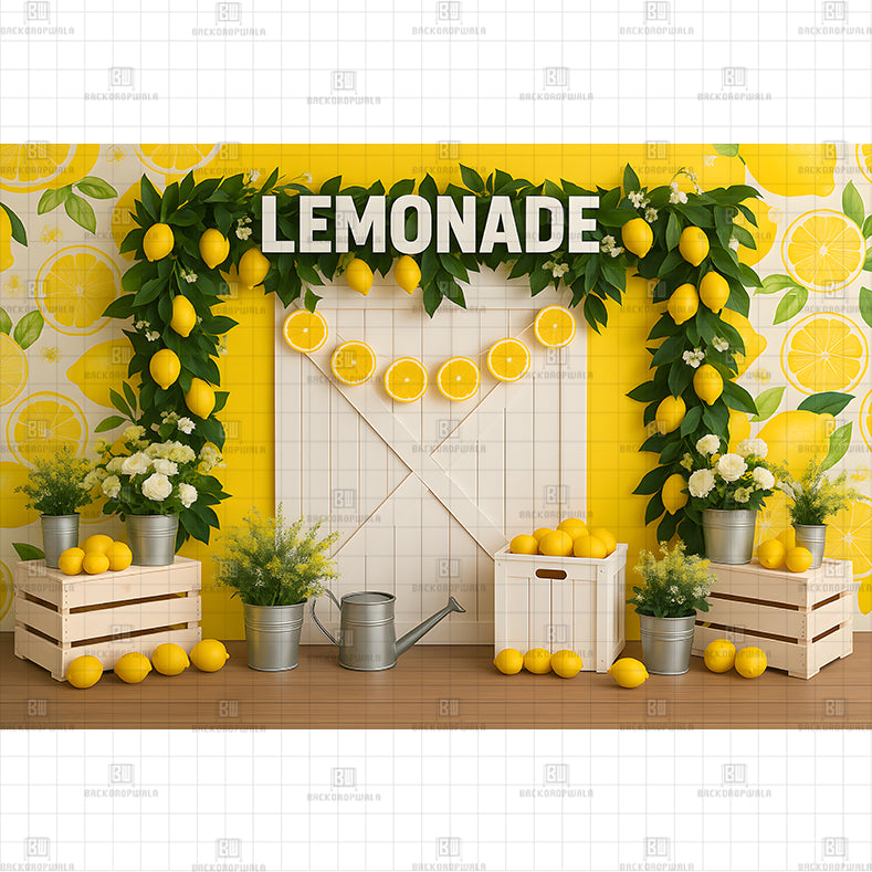 Lemonade Door Arch Printed Baby Backdrop