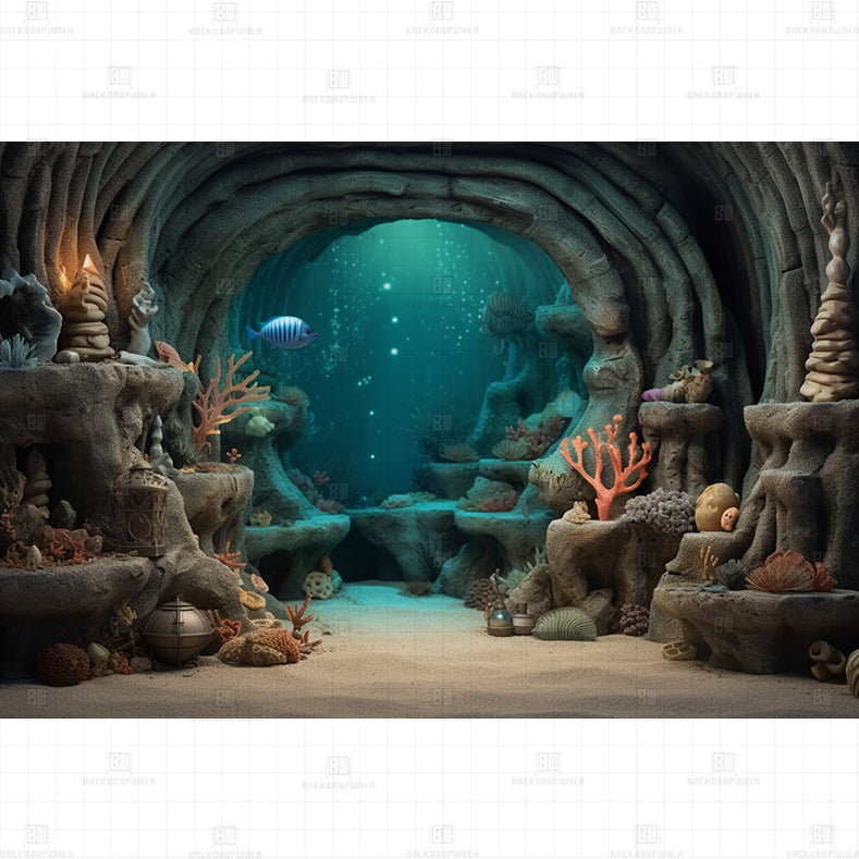Ocean Cave printed Baby Backdrop
