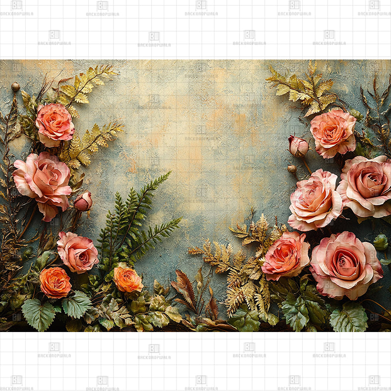 Rustik Rose Garden Backdrop Printed Born Baby Backdrop