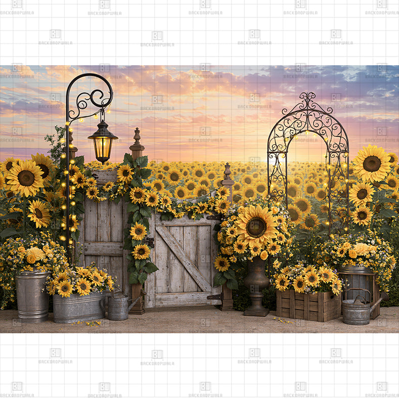 Sunflower Flowers Printed Baby Backdrop