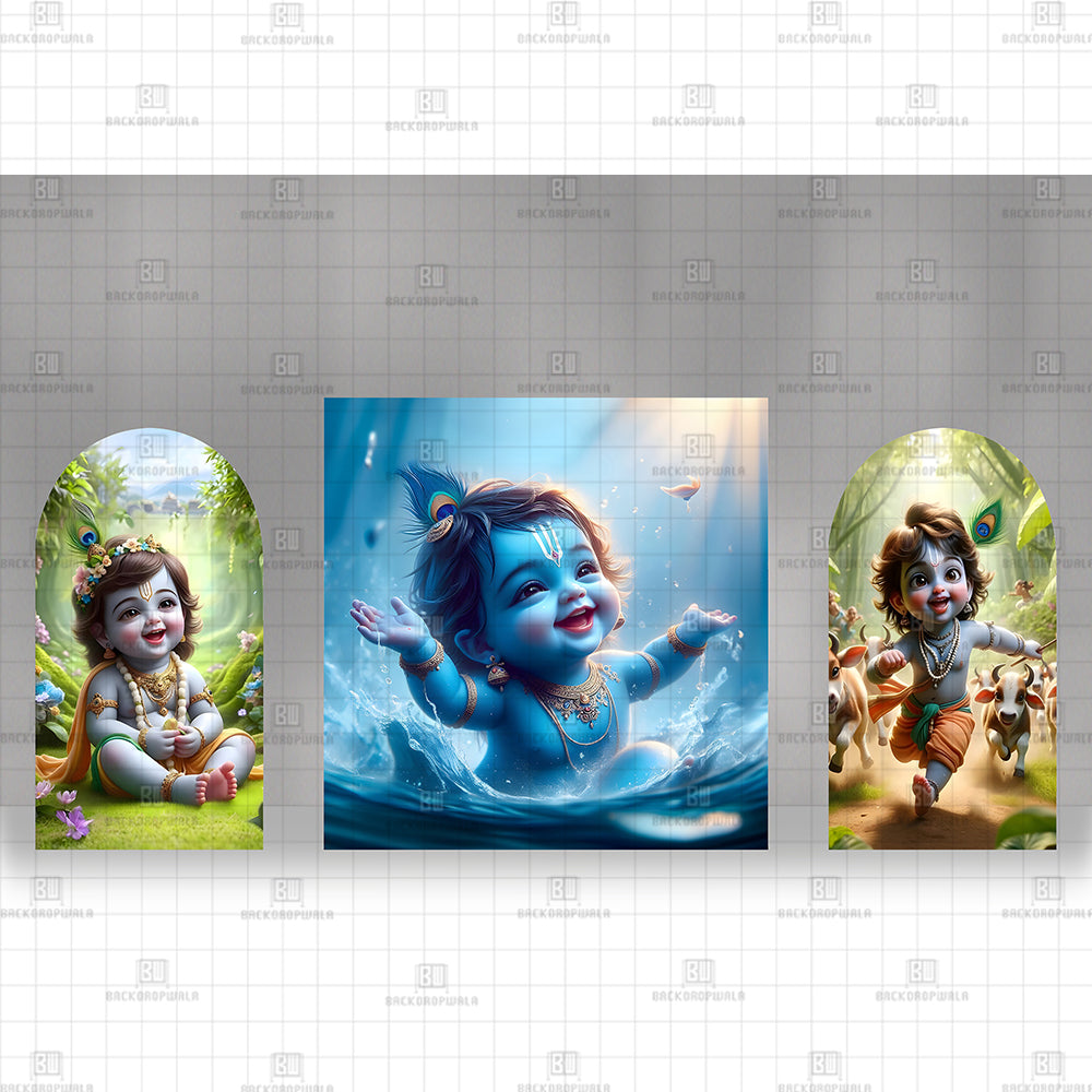 Little Krishna Theme Printed Event Backdrop