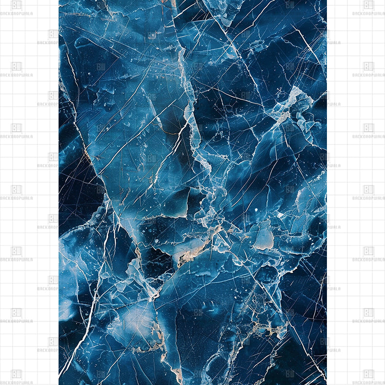 Dark blue cracked marble texture Printed Product Backdrop