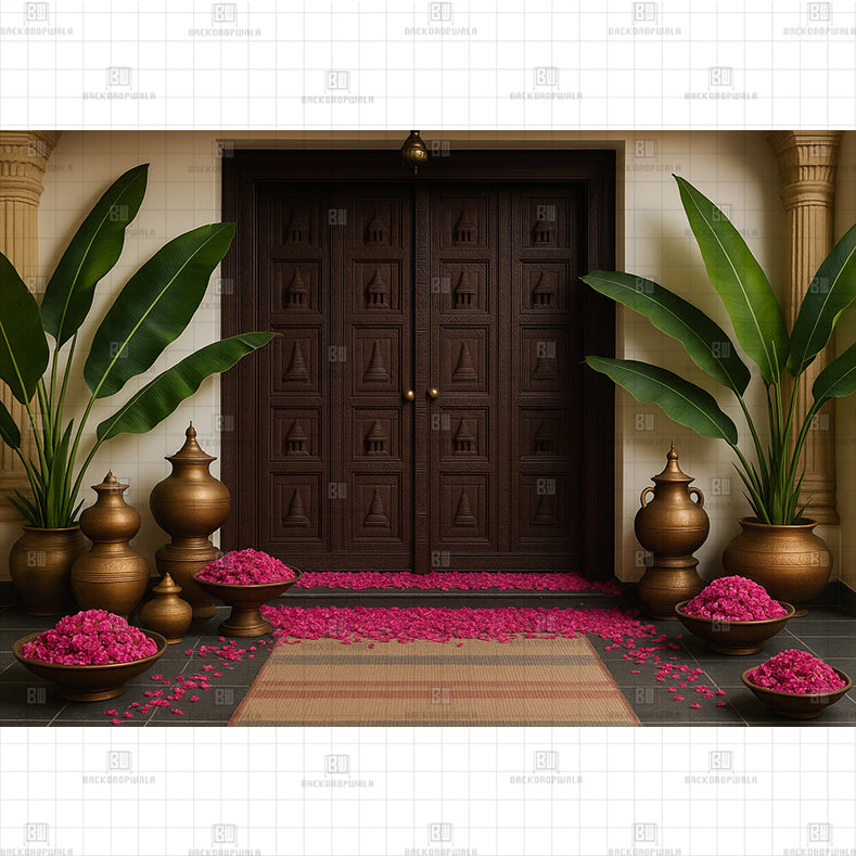 Rose Petal Palace Entrance Printed Baby Backdrop