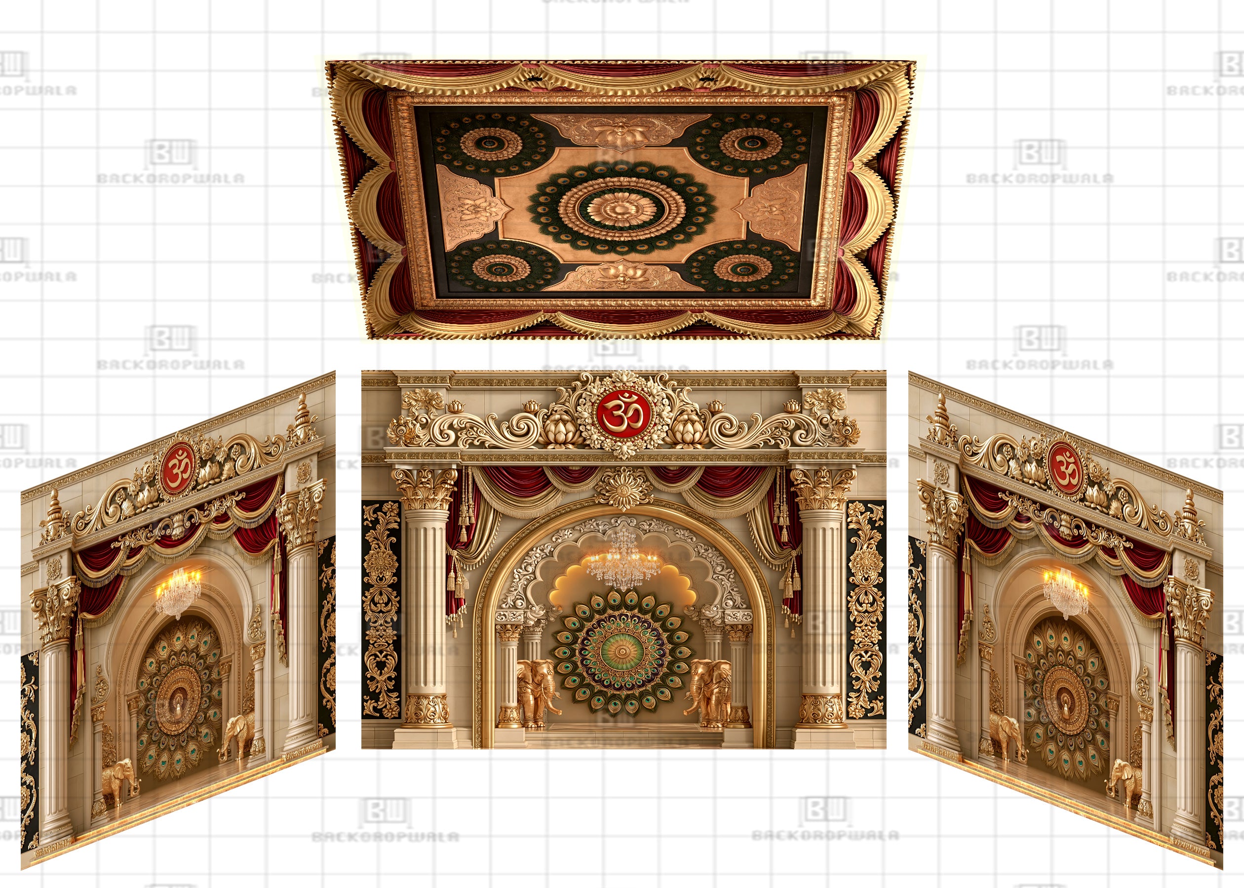 Pavitra Royal Lotus Shrine Theme Ganesh Pandal Backdrop