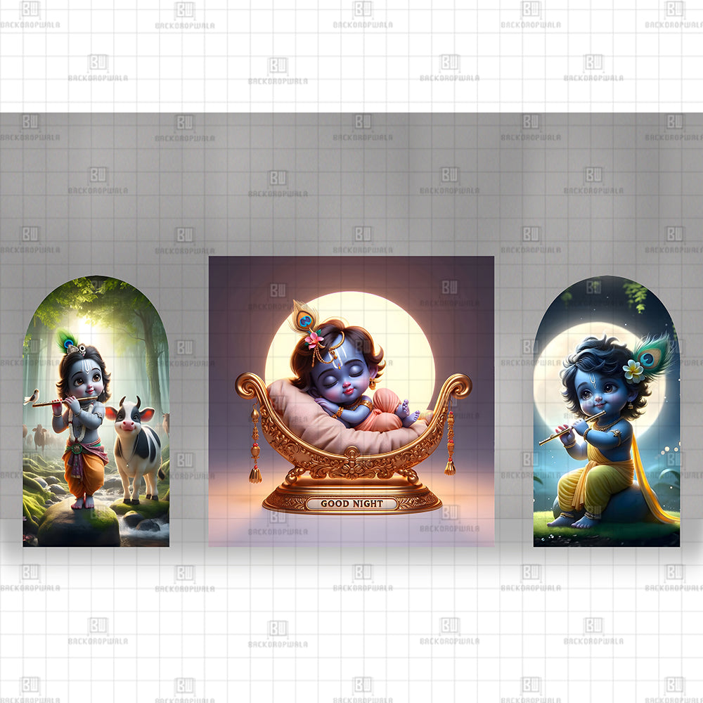 Divine Moments of Bal Krishna Printed Event Backdrop