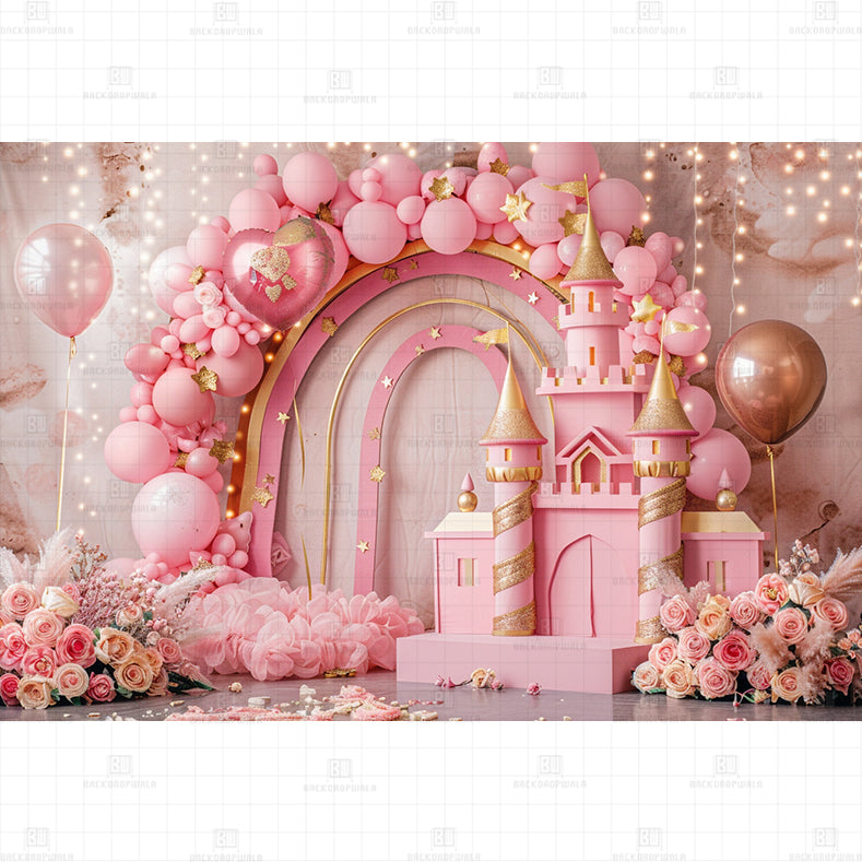 Pink Arch Castle Printed Baby Backdrop