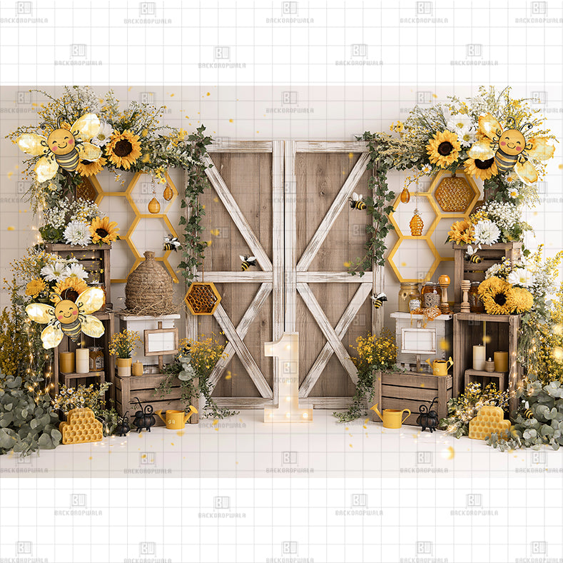 Floral Hobbit Door Printed Baby Backdrop