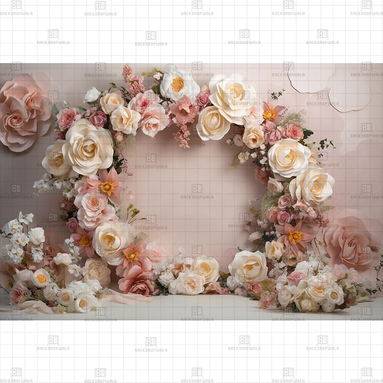 Rose Circle Printed Baby Backdrop