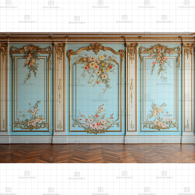 Rococo Floral Wallpaper backdrop Printed Baby Backdrop