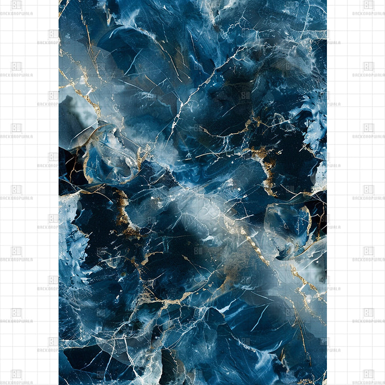 Blue marble with gold accents Printed Product Backdrop