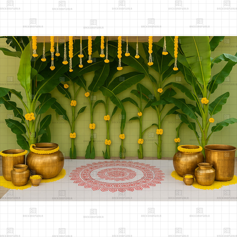 Tropical Banana Leaf Pavilion Printed Baby Backdrop