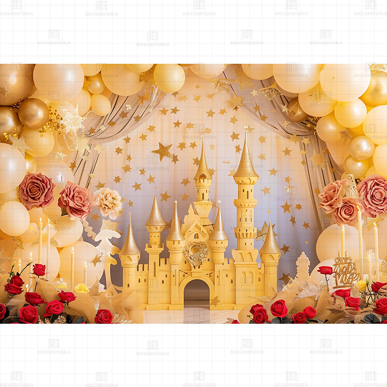 Golden Glam Castle Printed Baby Backdrop