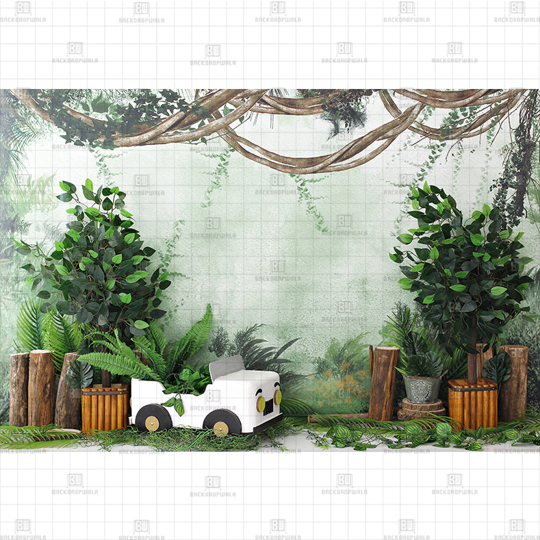 Jungle Vines Jeep Printed Baby Backdrop