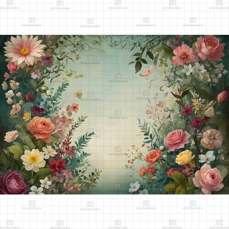 Secret Garden Bloom Backdrop Printed Born Baby Backdrop