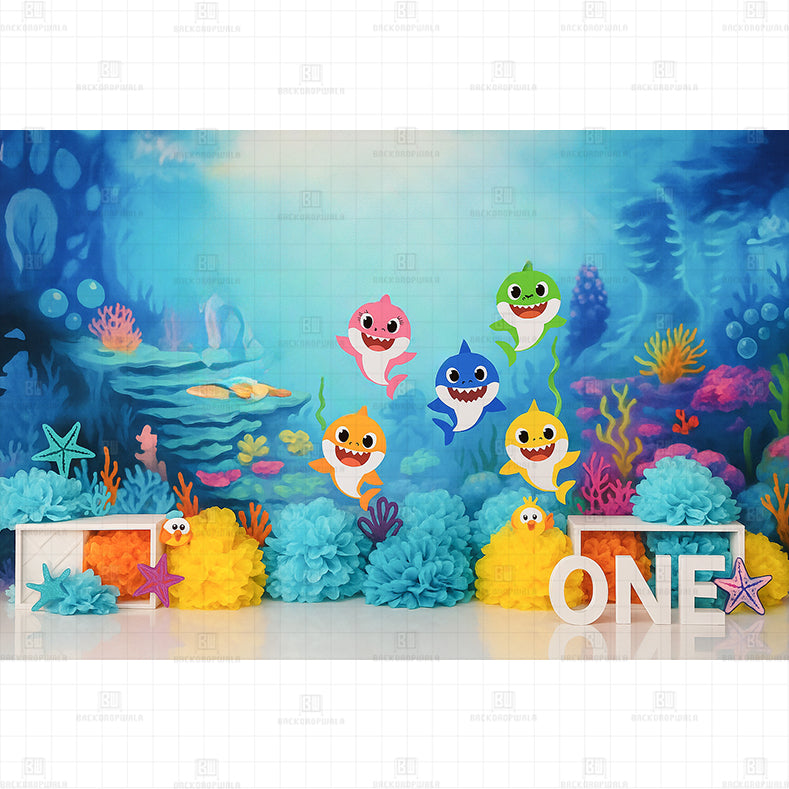 Baby Shark Bash Printed Baby Backdrop
