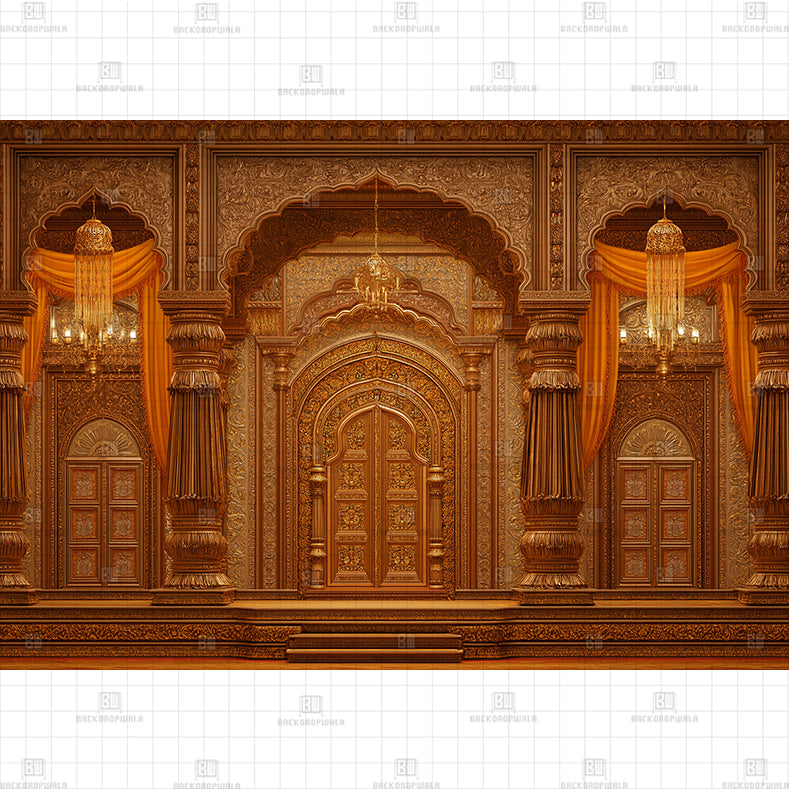 Fortress Gate at Dusk Printed Backdrop