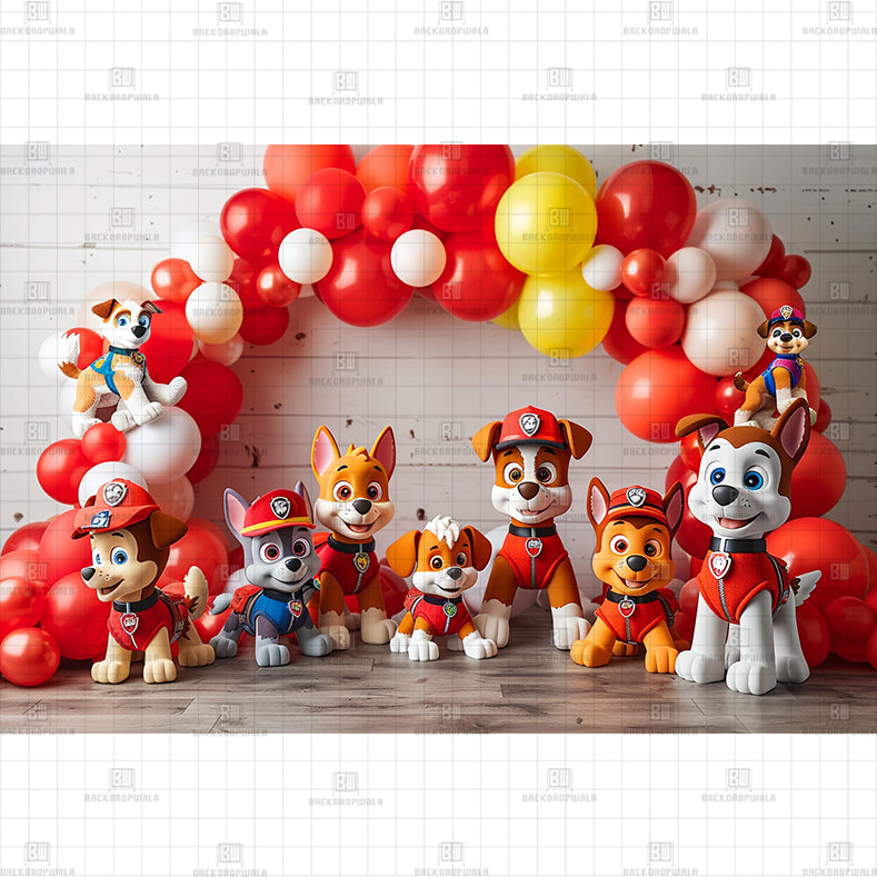Paw Patrol Team Printed Baby Backdrop