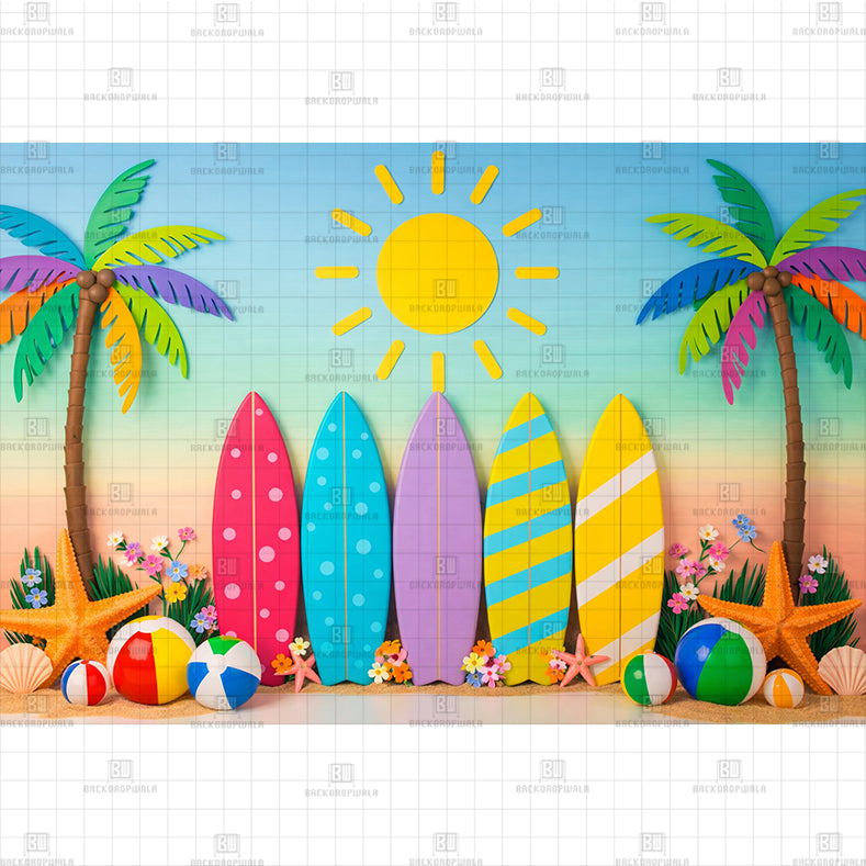Surfboards Vibes Setup Printed Baby Backdrop