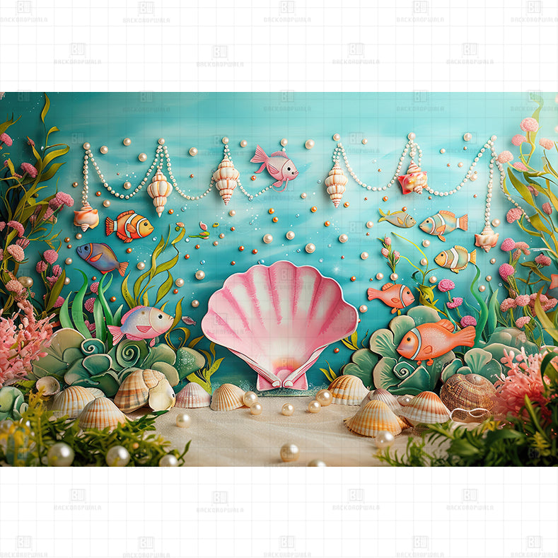 Pearl Lagoon printed Baby Backdrop