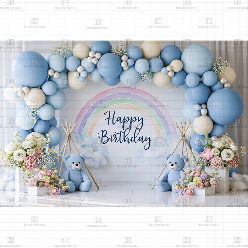 Peach Blossom Birthday Printed Baby Backdrop