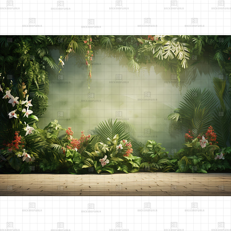 Misty Tropical Garden Printed Baby Backdrop