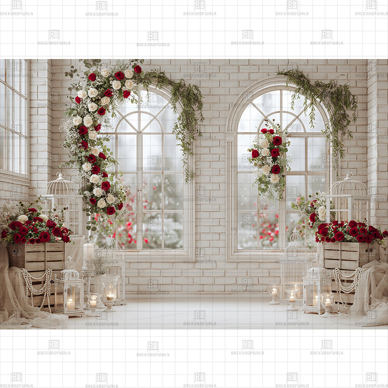 Floral Window Printed Baby Backdrop