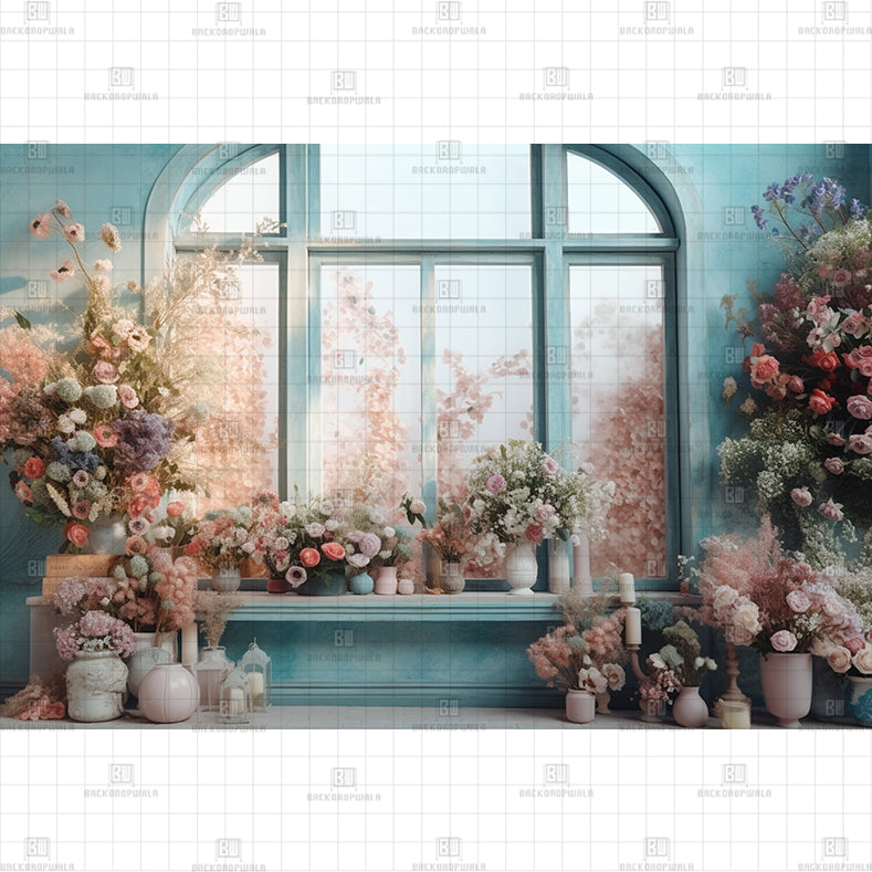 Floral Window Printed Baby Backdrop