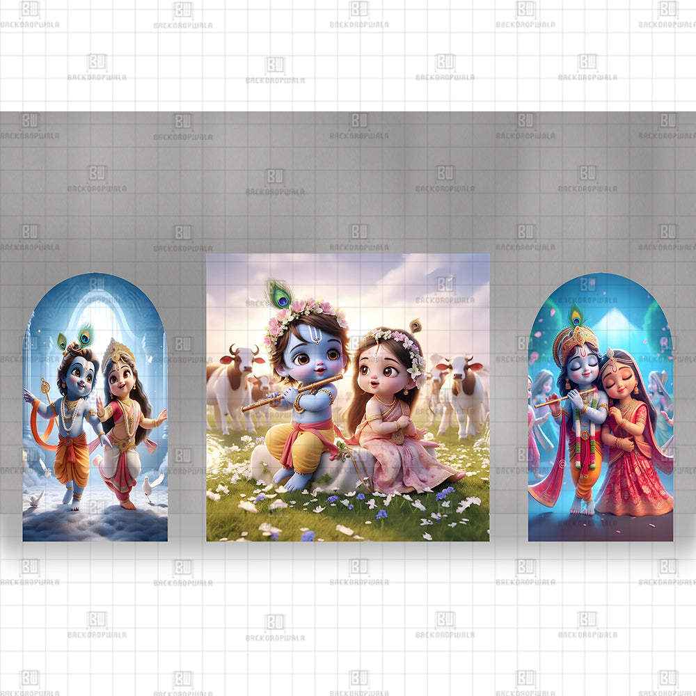 Whimsical Vrindavan Printed Event Backdrop
