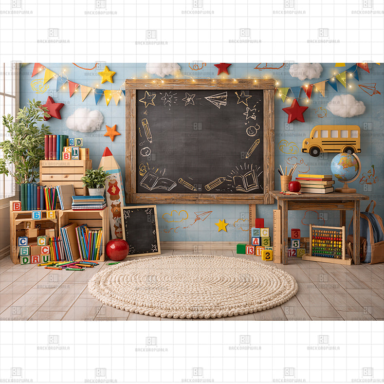 School Classroom printed Baby Backdrop