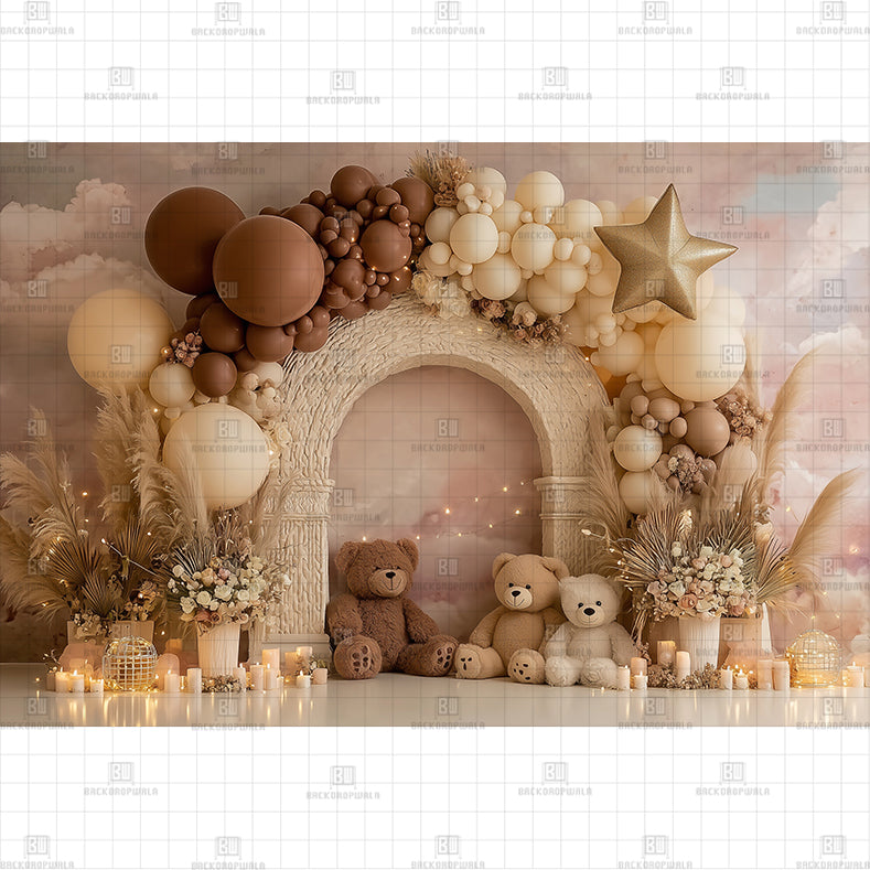Peach Blossom Birthday Printed Baby Backdrop