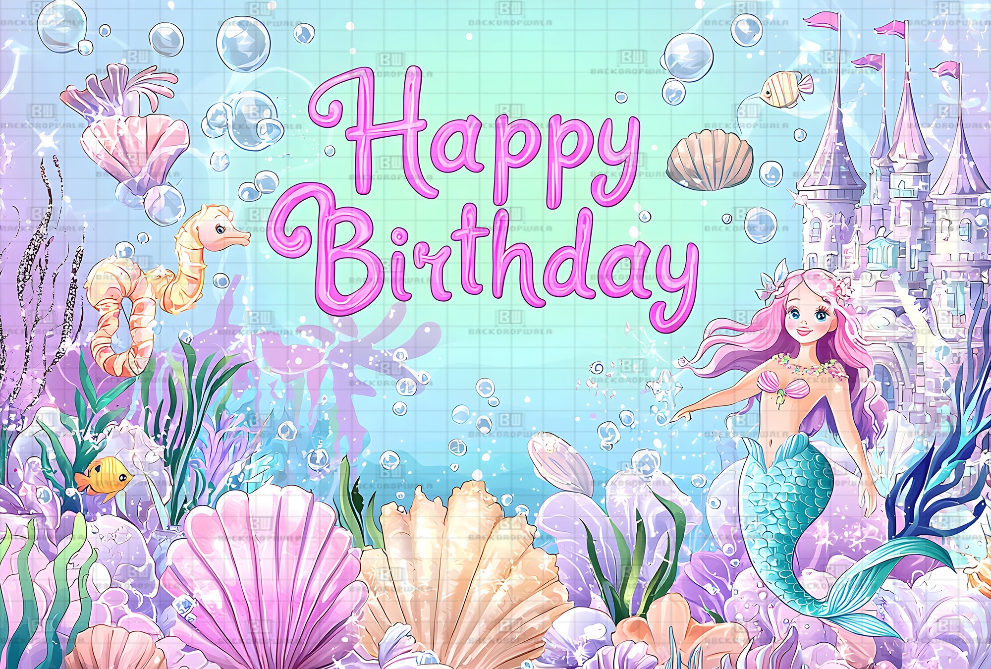 Mermaid Birthday Theme Event Backdrop