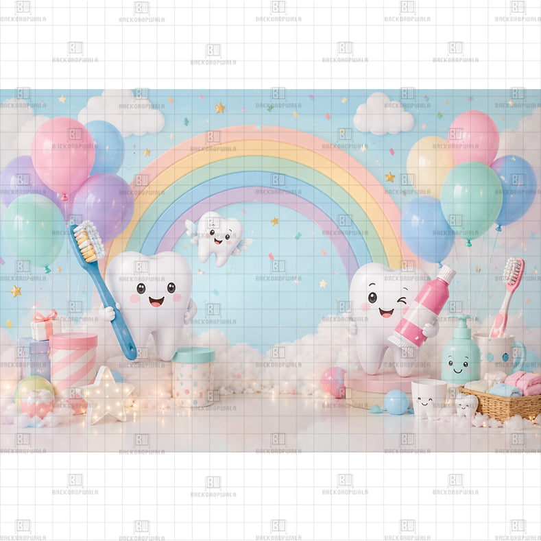 The Tooth Fairy's Rainbow Adventure Printed Baby Backdrop