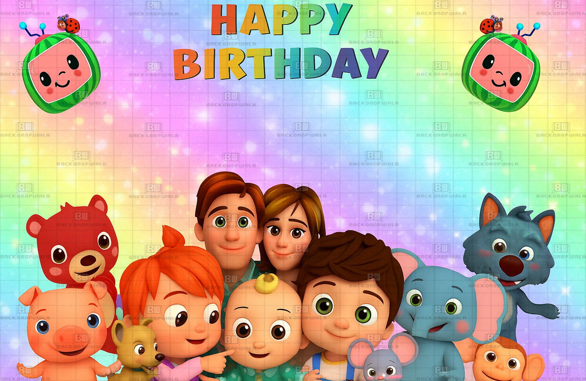 A Magical Melon Celebration Birthday Theme Event Backdrop