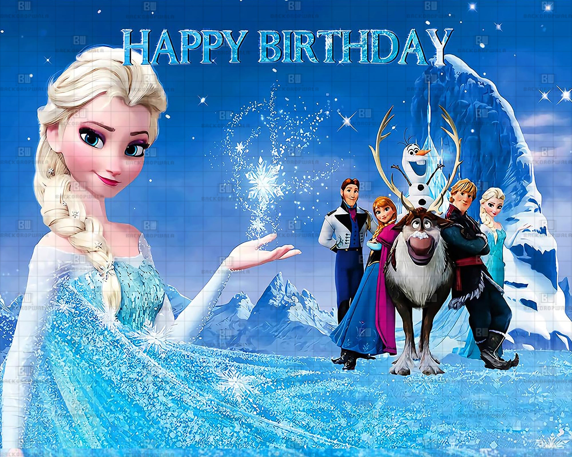 Disney Frozen Birthday Theme Event Backdrop