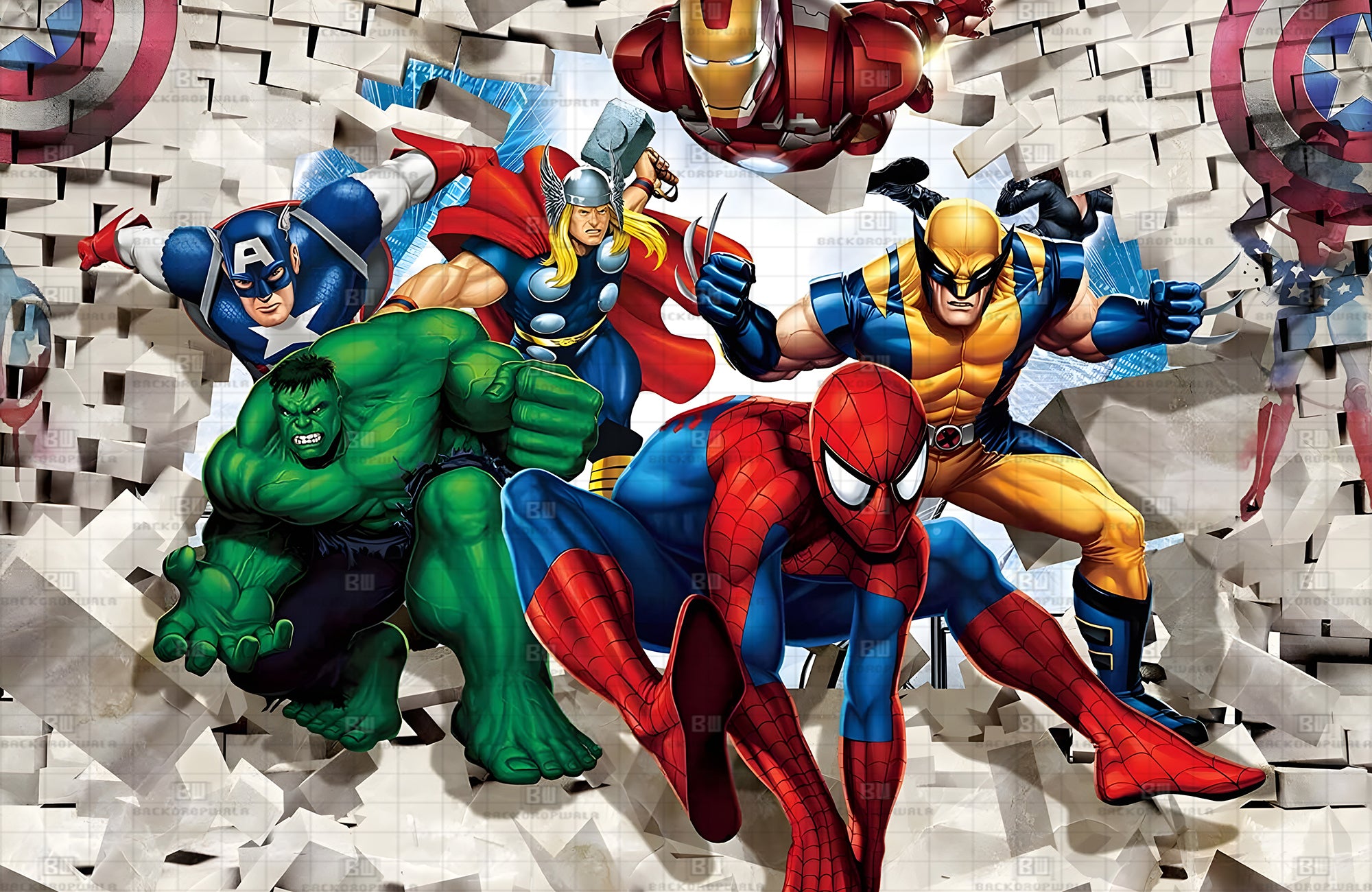 Avengers Birthday Theme Event Backdrop