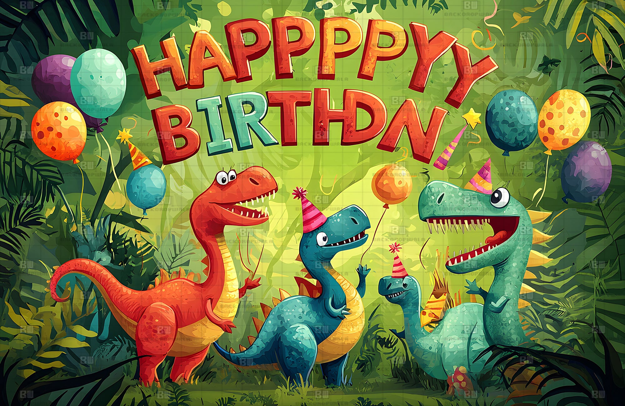 Dinosaur Birthday Theme Event Backdrop