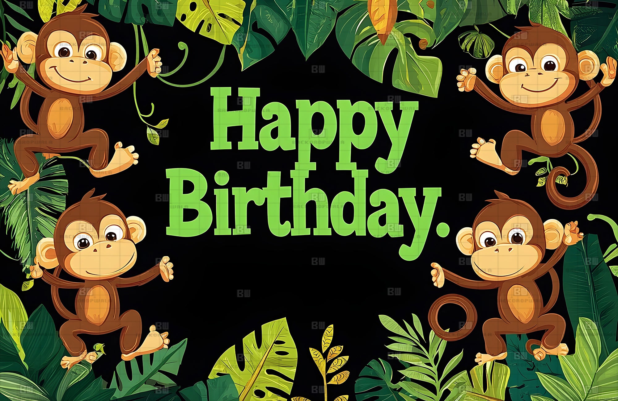 Monkey Birthday Theme Event Backdrop