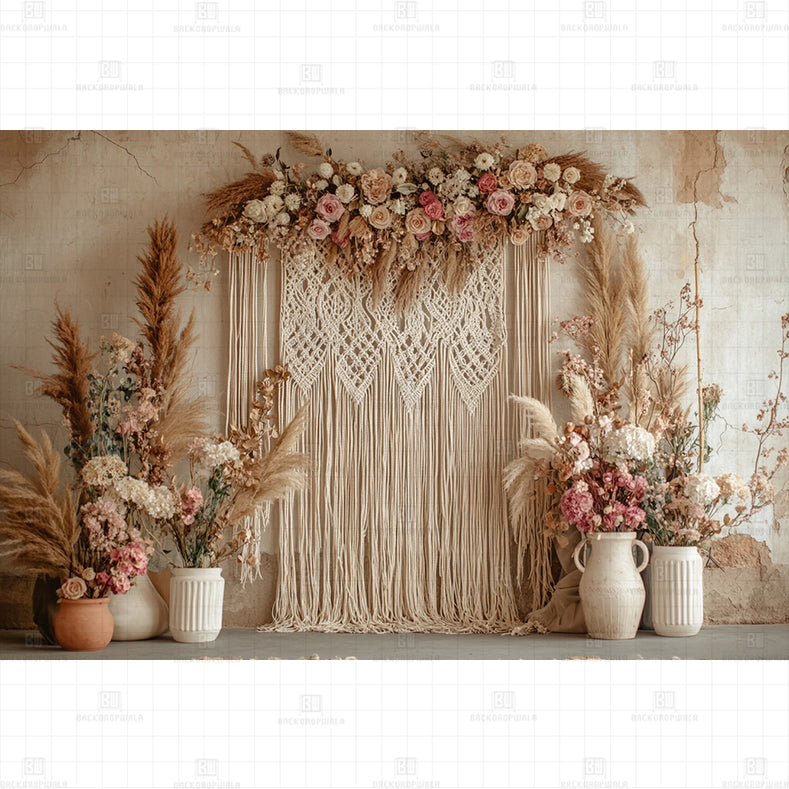 Macrame Bloom Printed Baby Backdrop
