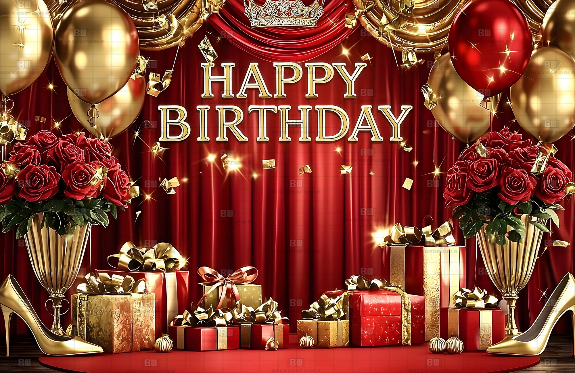 Golden Birthday Theme Event Backdrop