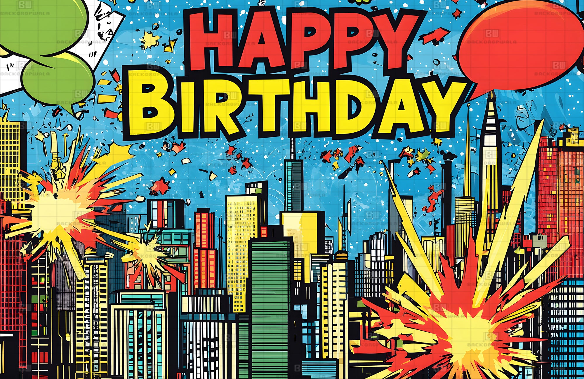 The Super Birthday Metropolis Birthday Theme Event Backdrop