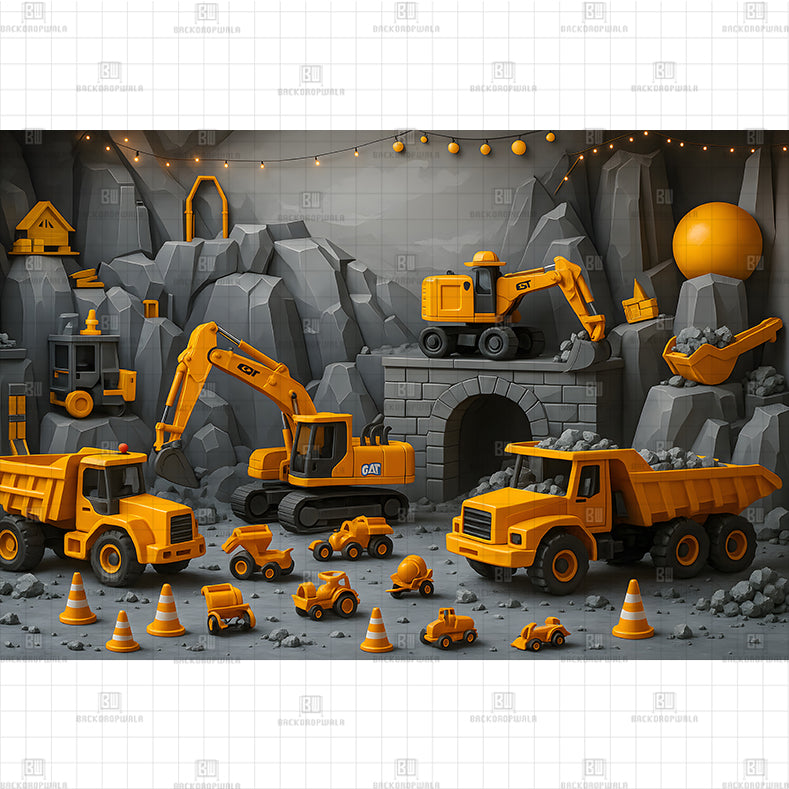 Construction Zone Printed Baby Backdrop