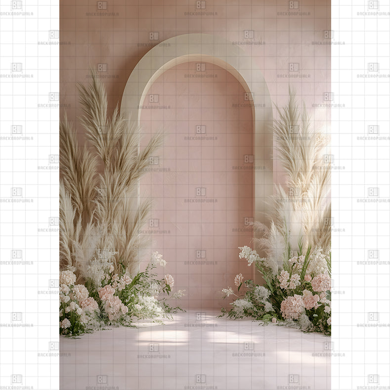 Soft Pink Floral Garden Backdrop Printed Maternity Backdrop