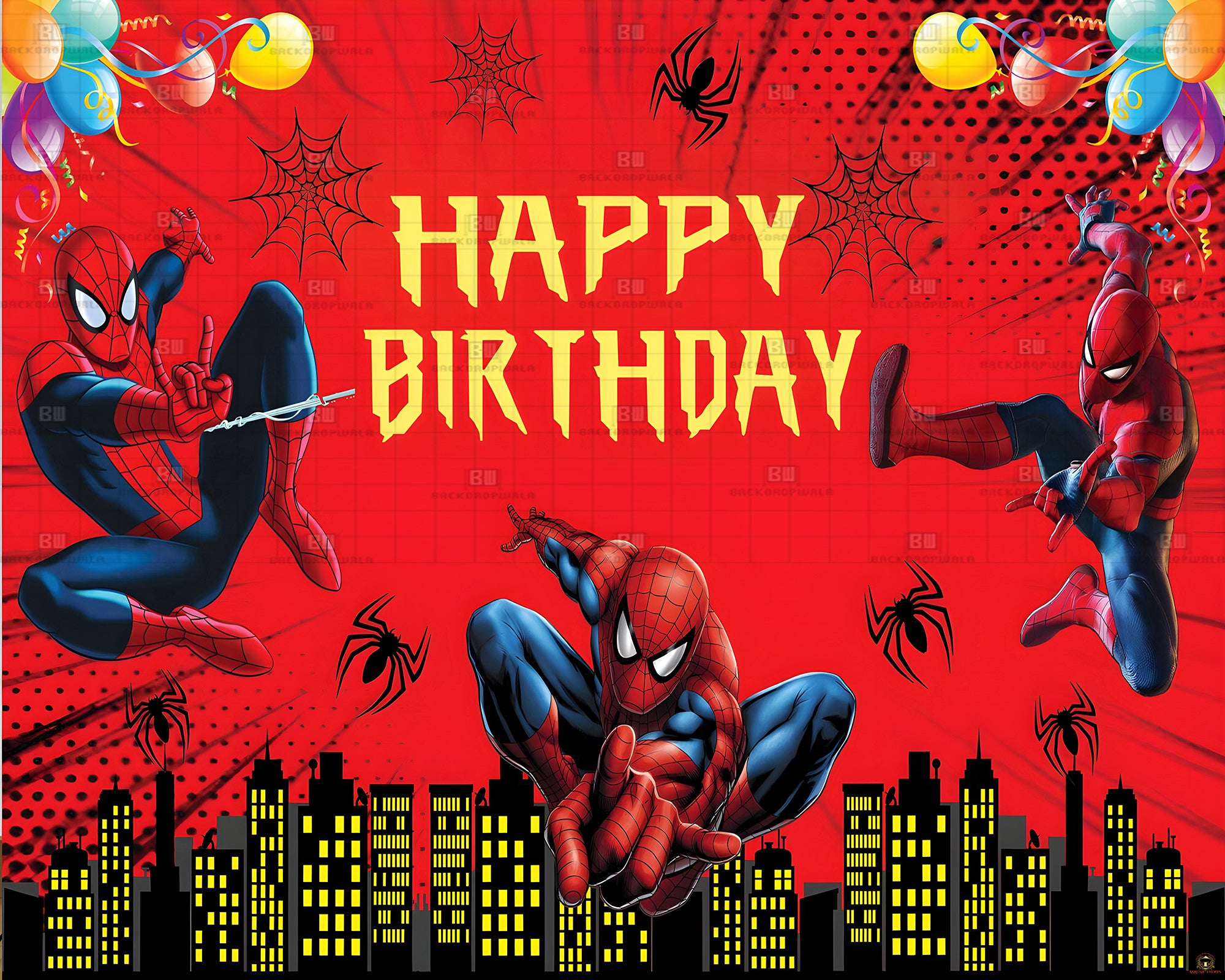 Spider-Man Birthday Theme Event Backdrop