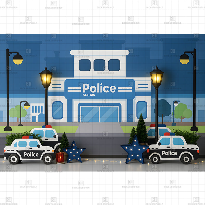 Police Blue Backdrop POLICE – Backdropwala